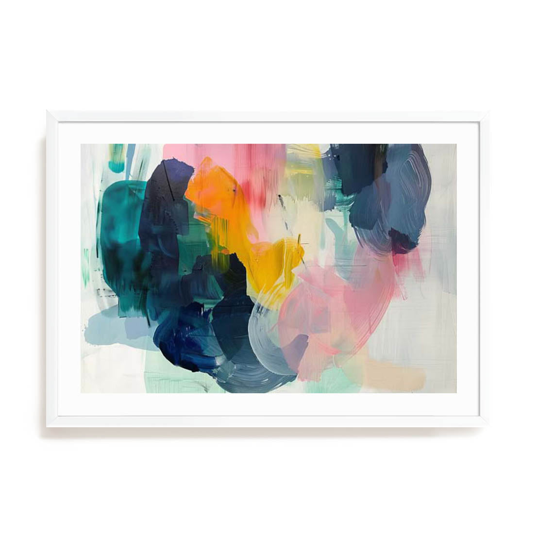 Wall Art Print Poster In White Frame - Radiant Colorburst Adventure I Abstract Art