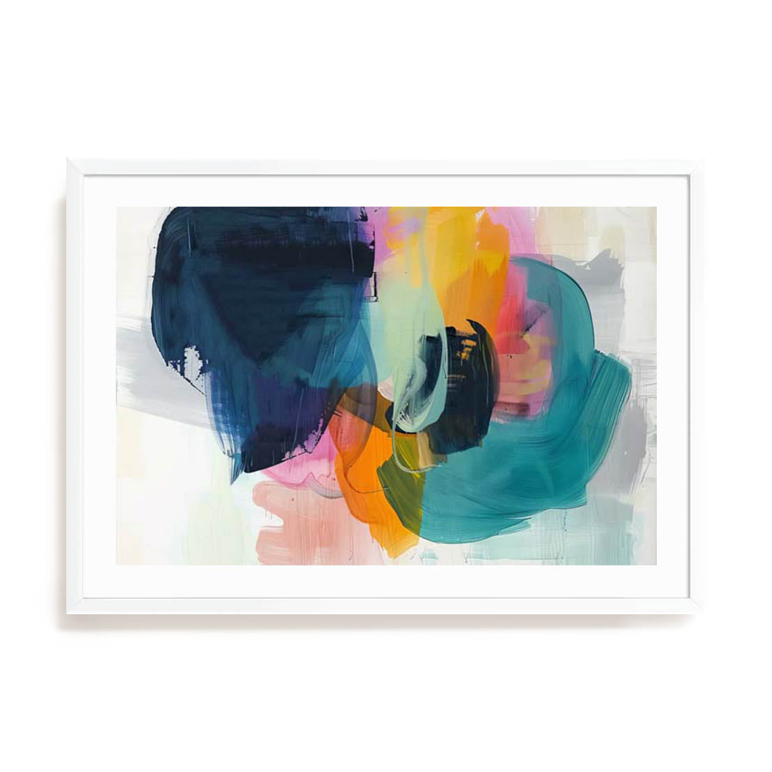 Wall Art Print Poster In White Frame - Radiant Colorburst Adventure Ii Abstract Art