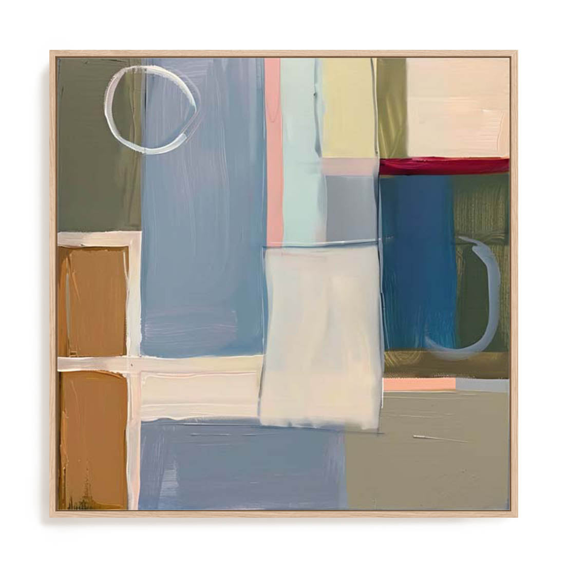 Wall Art Stretched Canvas In Natural Oak  Frame - Abstract Perspectives Abstract Art