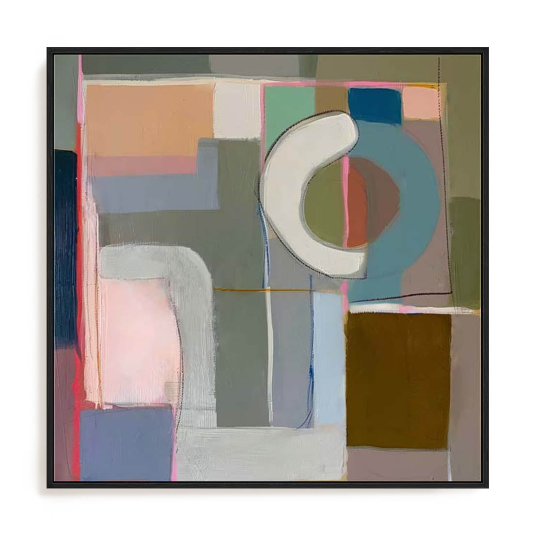 Wall Art Stretched Canvas In Black Frame - Perceptual Shifts Abstract Art