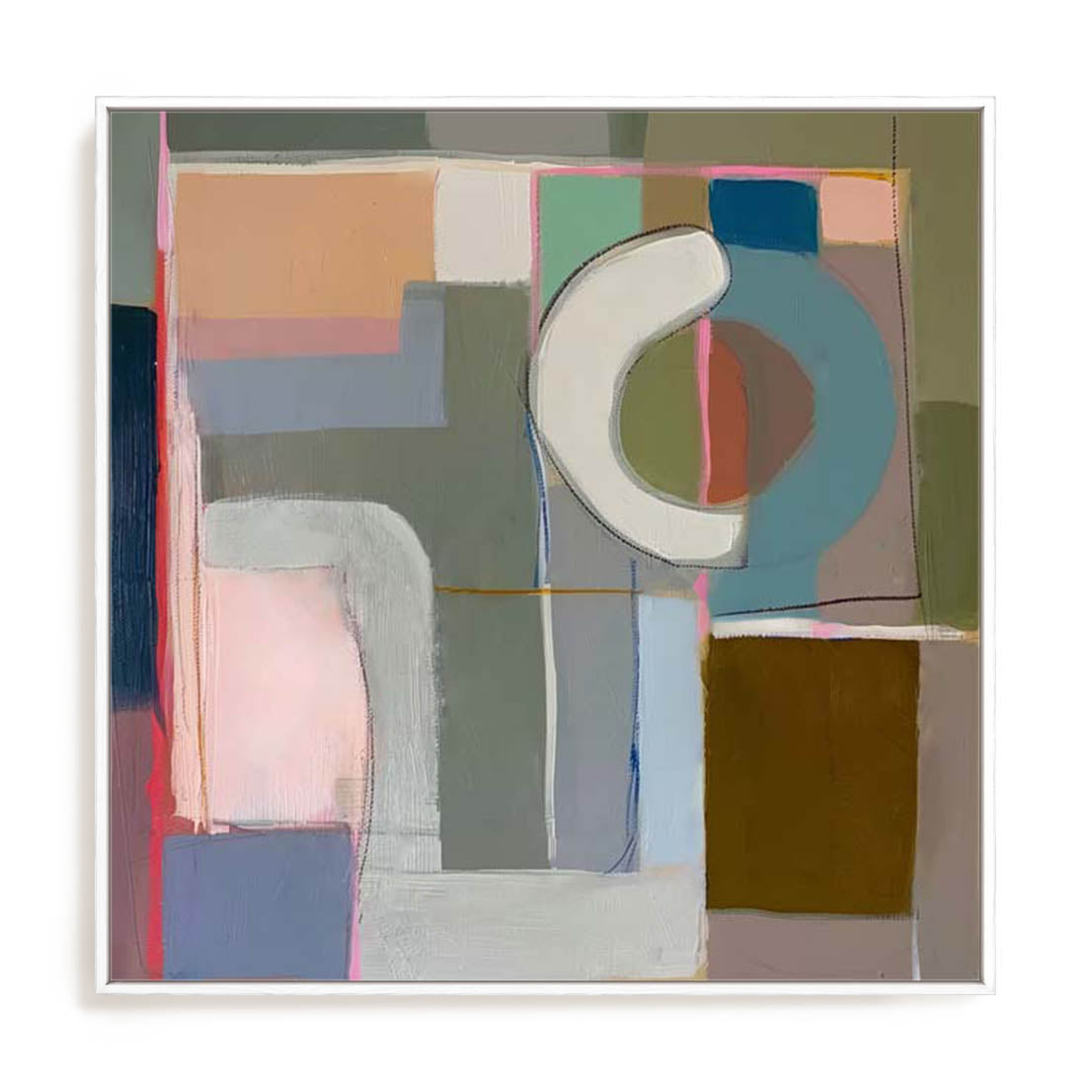 Wall Art Stretched Canvas In White  Frame - Perceptual Shifts Abstract Art
