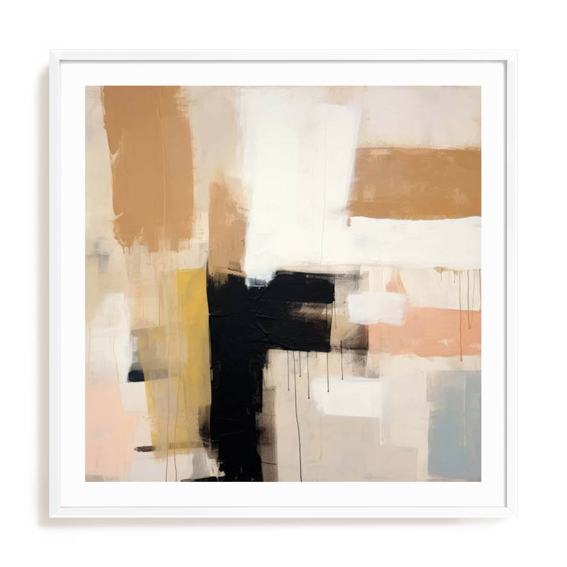Wall Art Print Poster In White Frame - Whispered Tones I Abstract Art