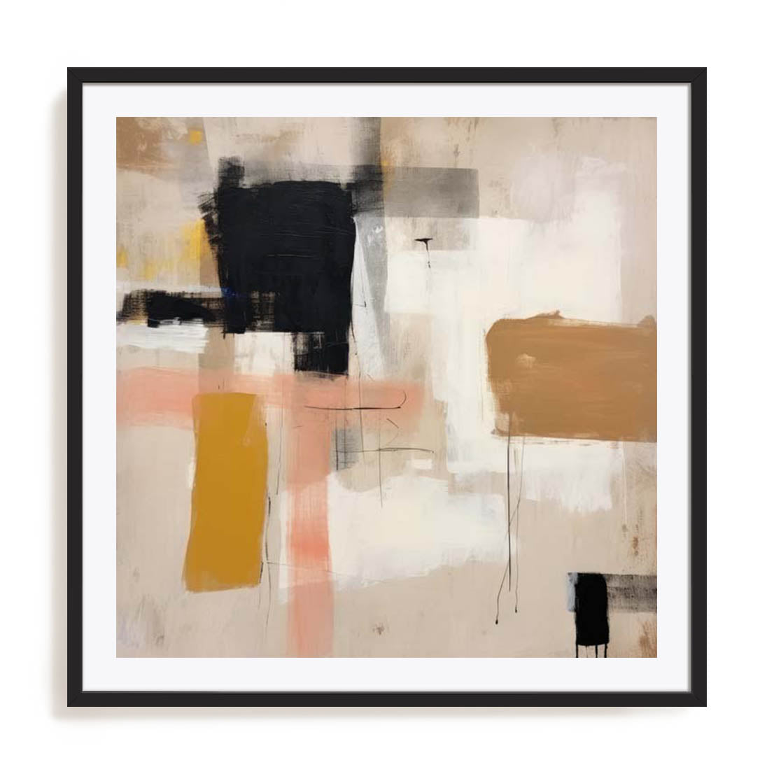 Wall Art Print Poster In Black Frame - Whispered Tones Ii Abstract Art