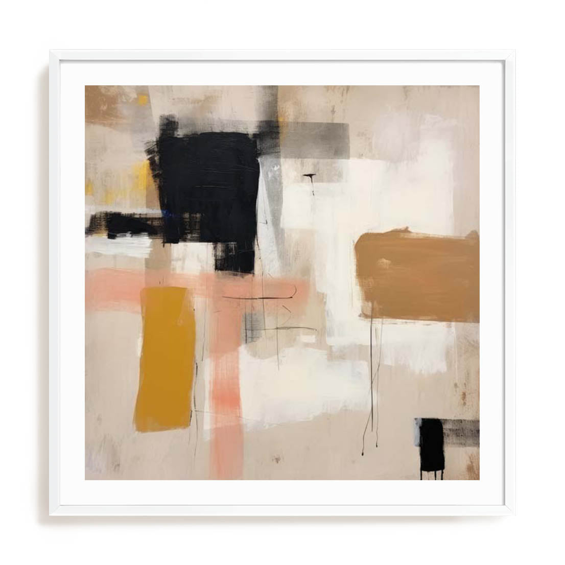 Wall Art Print Poster In White Frame - Whispered Tones Ii Abstract Art