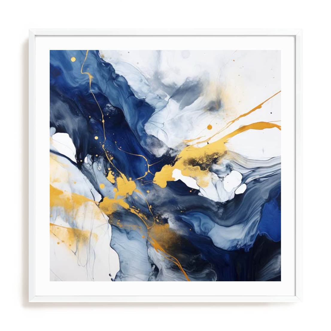 Wall Art Print Poster In White Frame - Dancing Splatters I Abstract Art
