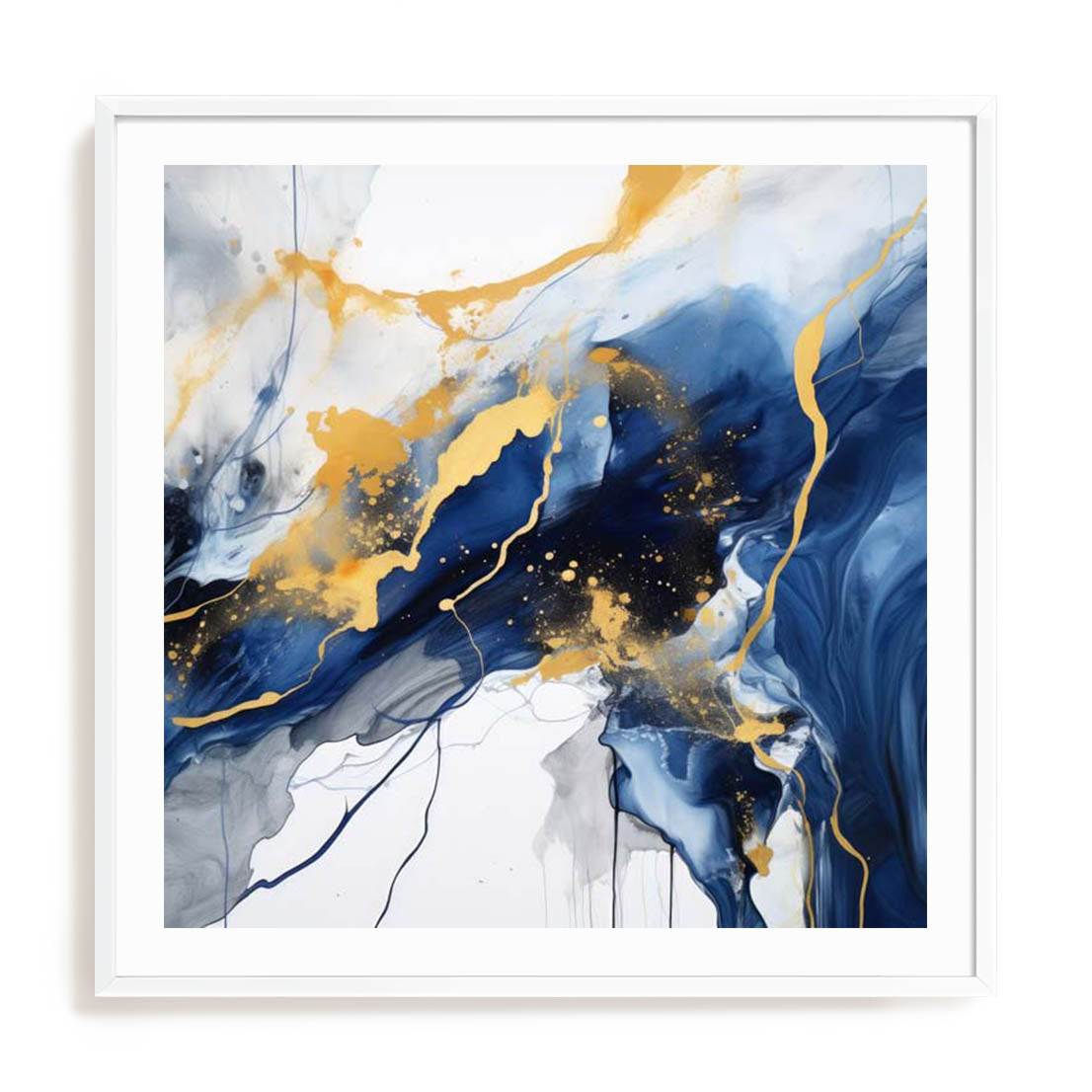Wall Art Print Poster In White Frame - Dancing Splatters Ii Abstract Art