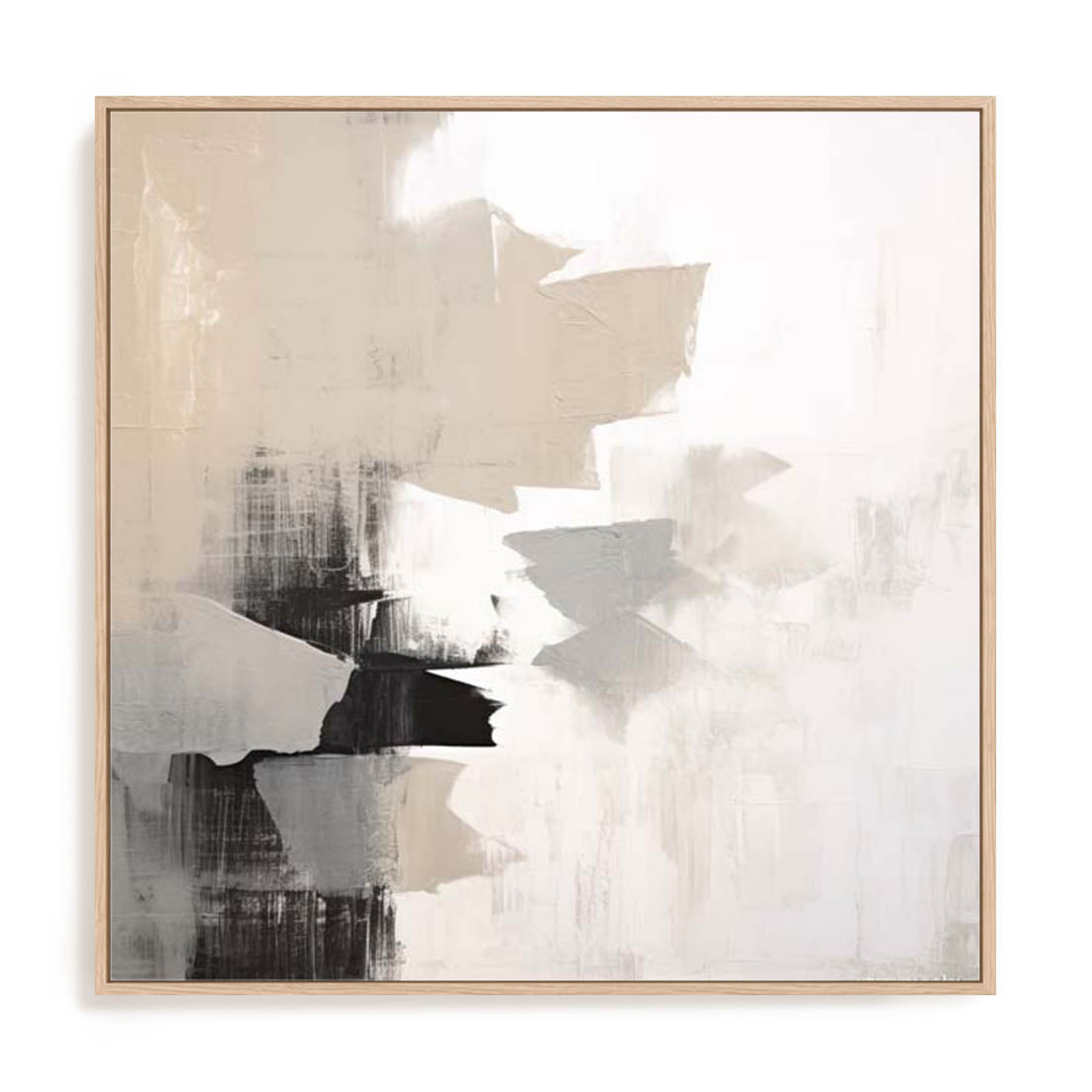 Wall Art Stretched Canvas In Natural Oak  Frame - Soothing Abstractions I Abstract Art