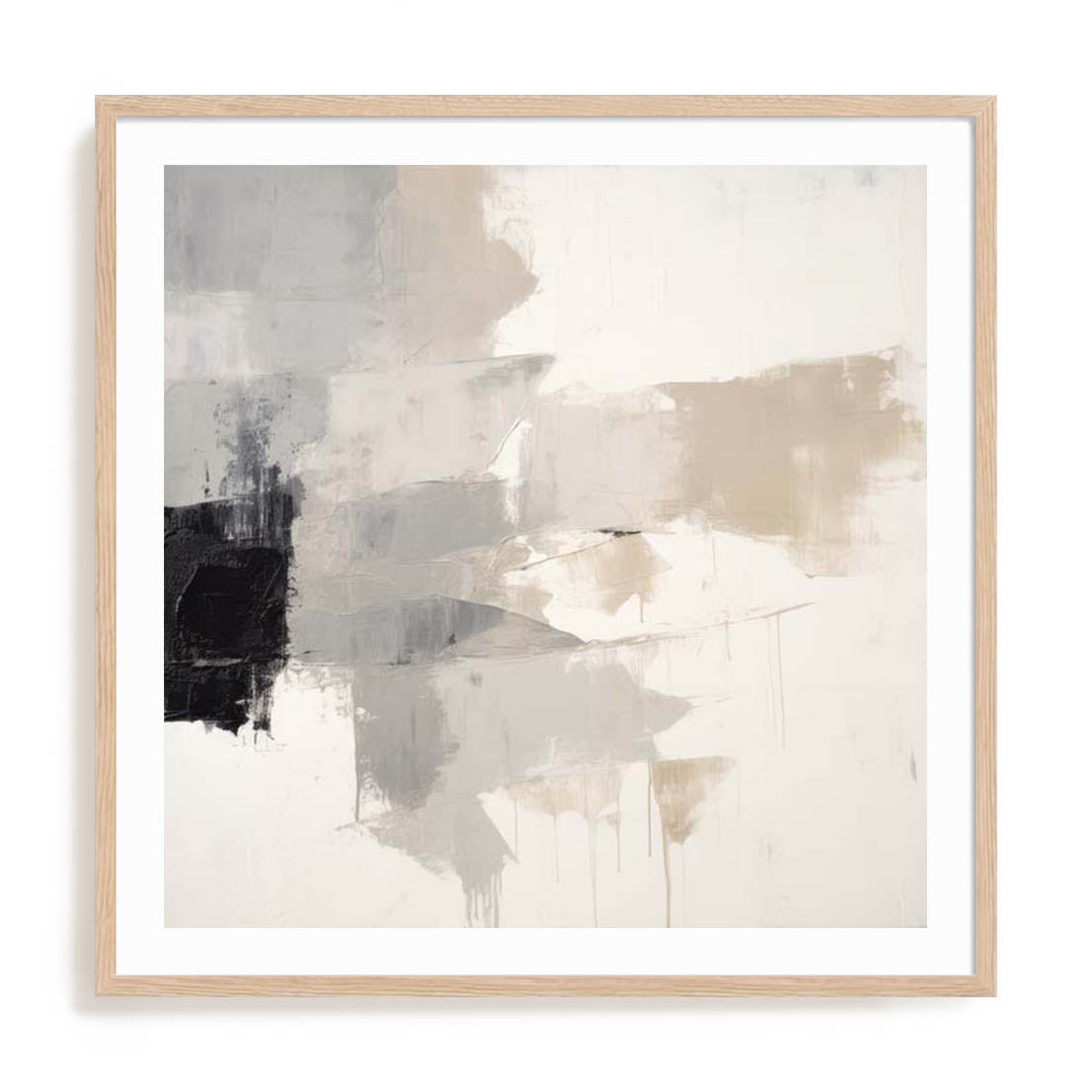 Wall Art Print Poster In Natural Oak Frame - Soothing Abstractions Ii Abstract Art