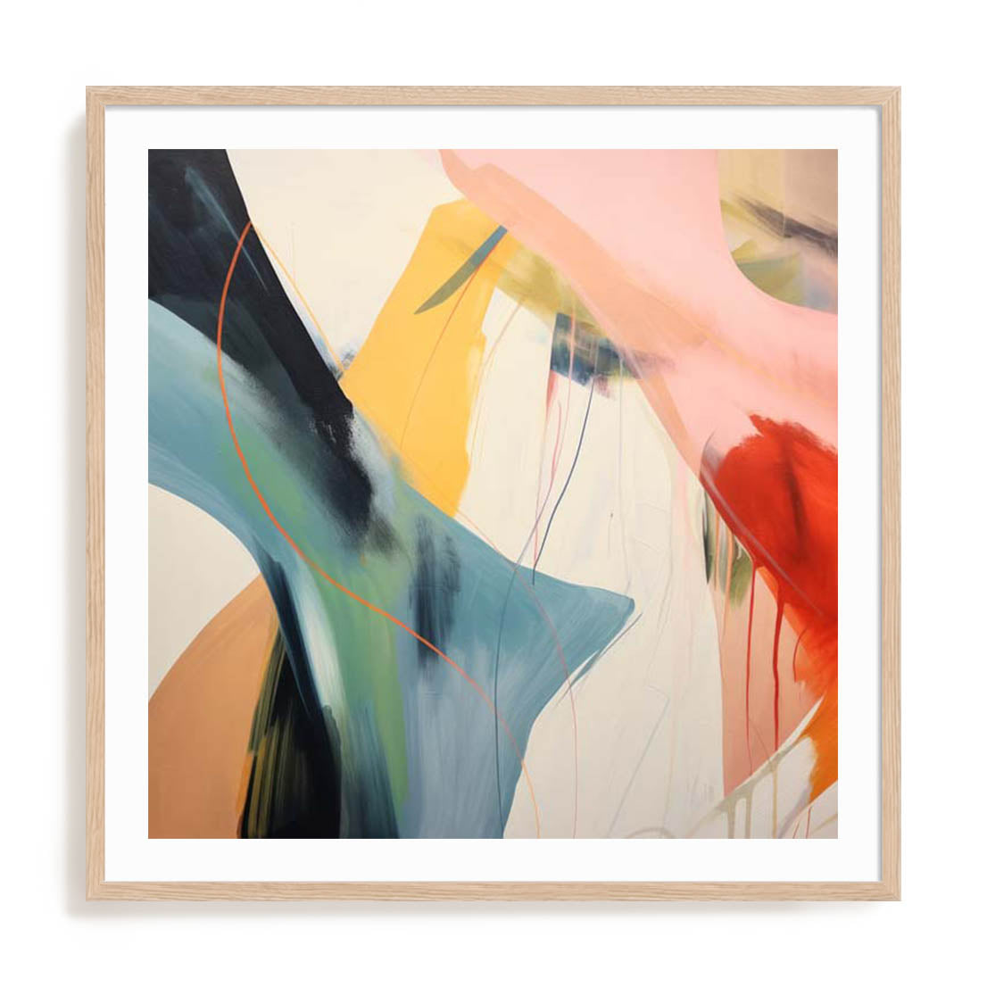 Wall Art Print Poster In Natural Oak Frame - Harmonic Burst Abstract Art