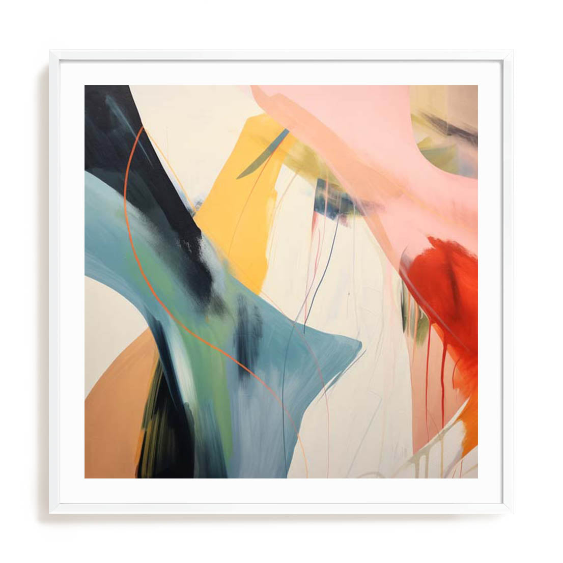 Wall Art Print Poster In White Frame - Harmonic Burst Abstract Art