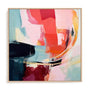 Wall Art Stretched Canvas In Natural Oak  Frame - Harmonious Color Fields Abstract Art