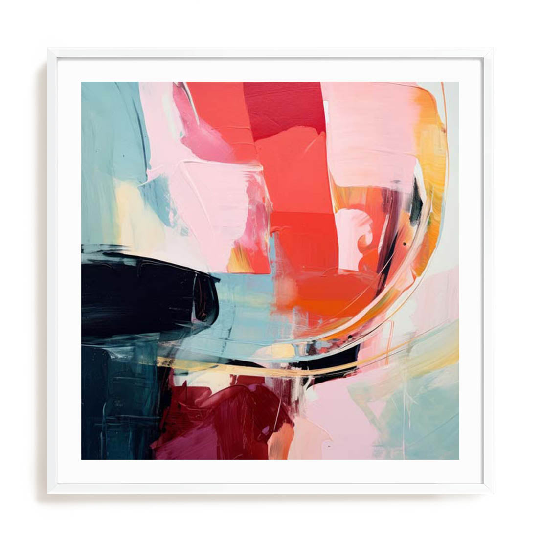 Wall Art Print Poster In White Frame - Harmonious Color Fields Abstract Art