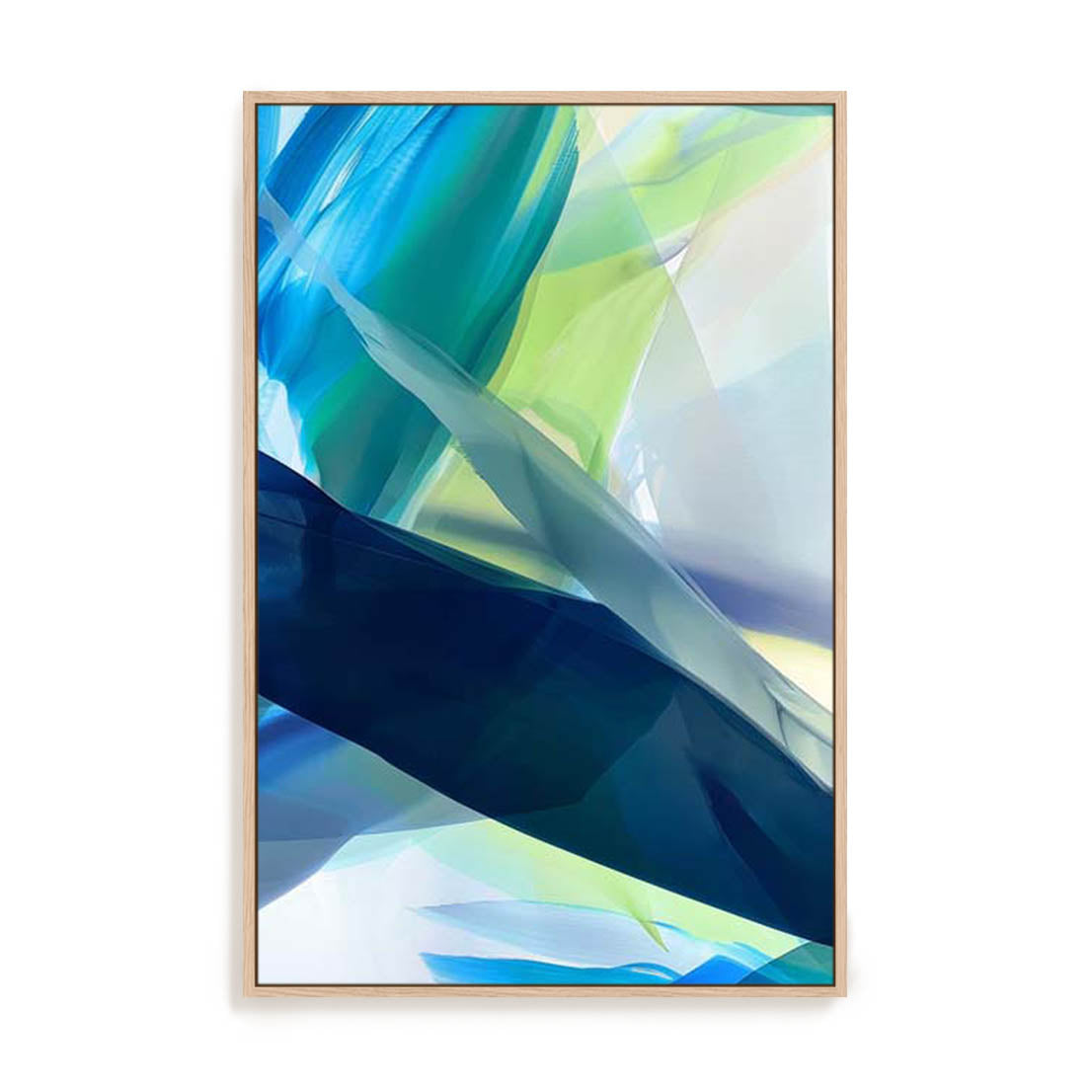 Wall Art Stretched Canvas In Natural Oak  Frame - Radiant Abstractions Ii Abstract Art