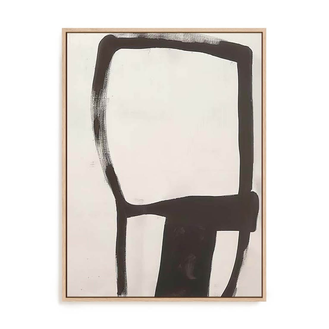 Wall Art Stretched Canvas In Natural Oak  Frame - Natural Tranquility I Abstract Art
