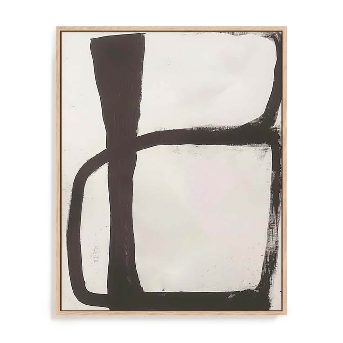 Wall Art Stretched Canvas In Natural Oak  Frame - Natural Tranquility Ii Abstract Art