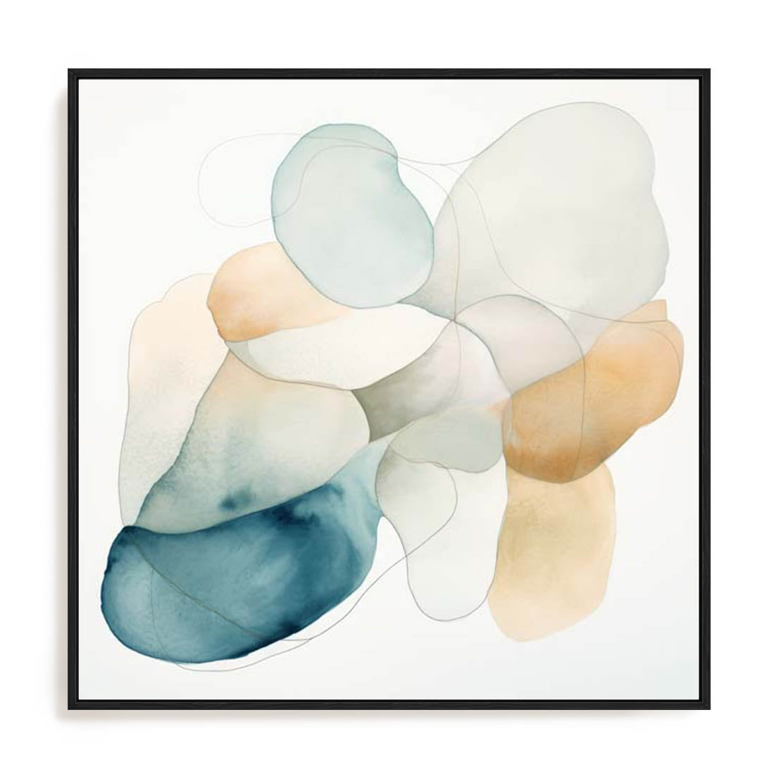 Wall Art Stretched Canvas In Black Frame - Subtle Forms I Abstract Art