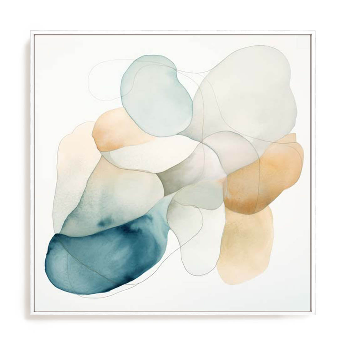 Wall Art Stretched Canvas In White  Frame - Subtle Forms I Abstract Art