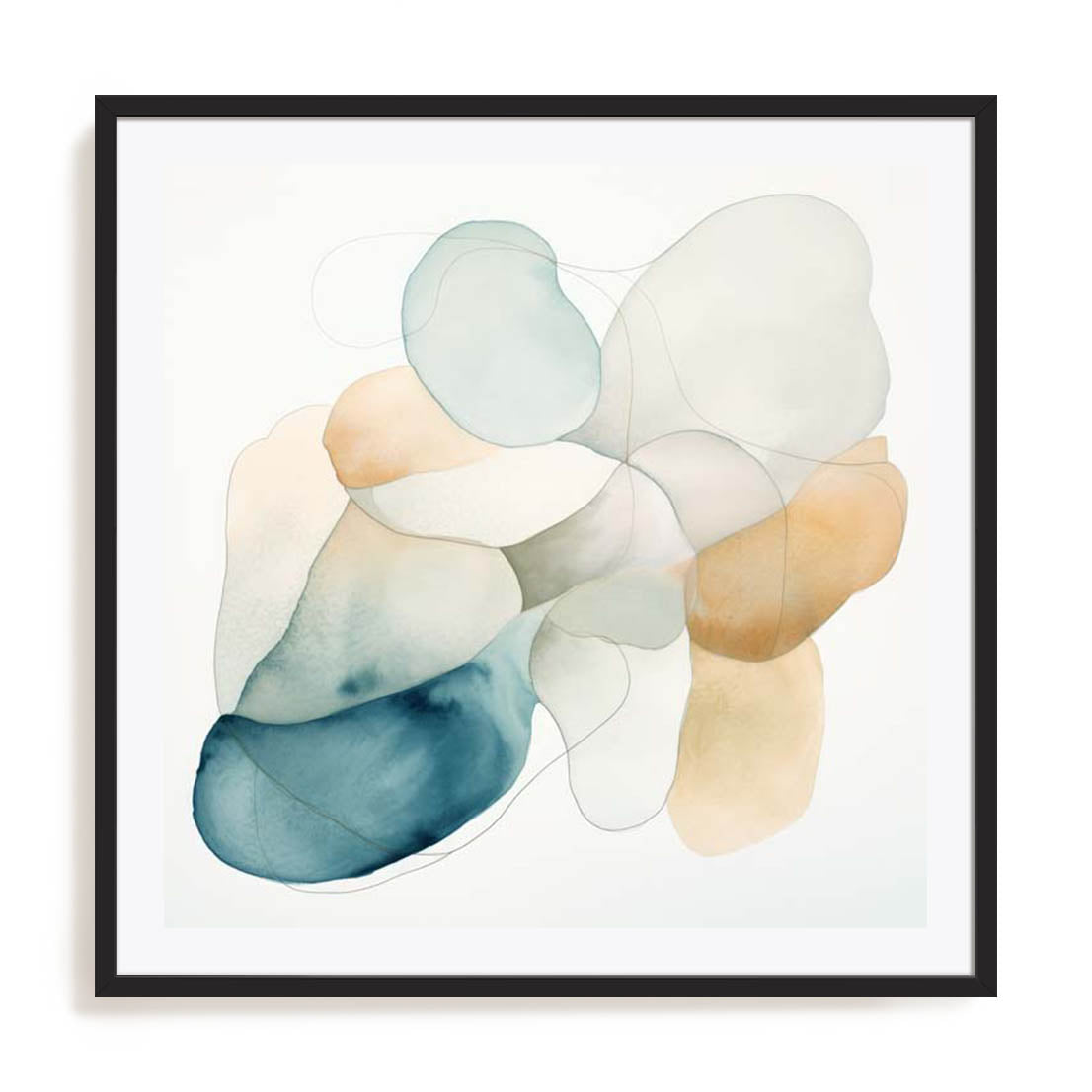 Wall Art Print Poster In Black Frame - Subtle Forms I Abstract Art