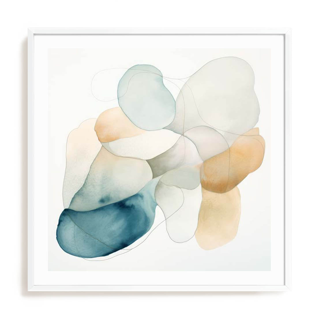 Wall Art Print Poster In White Frame - Subtle Forms I Abstract Art