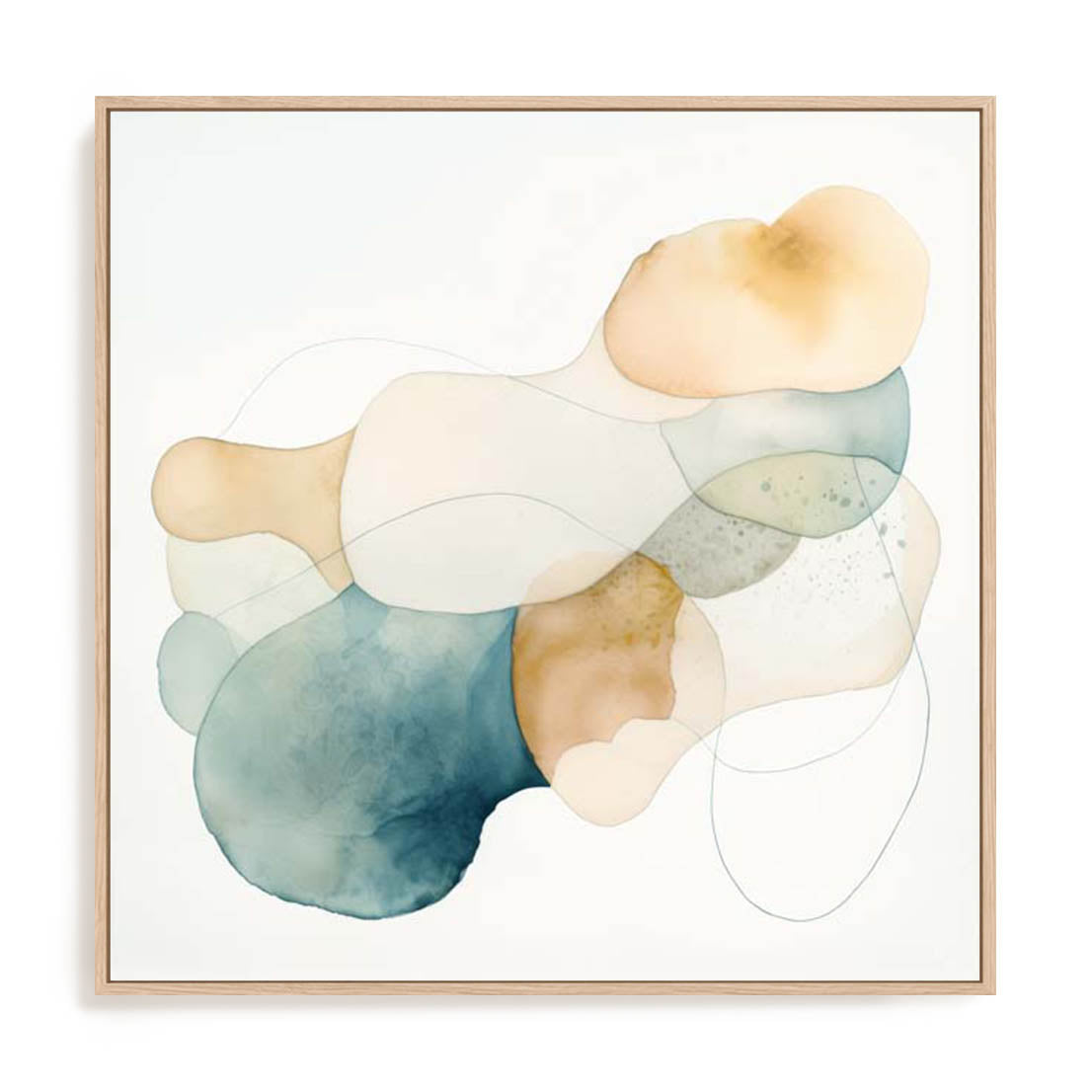 Wall Art Stretched Canvas In Natural Oak  Frame - Subtle Forms Ii Abstract Art