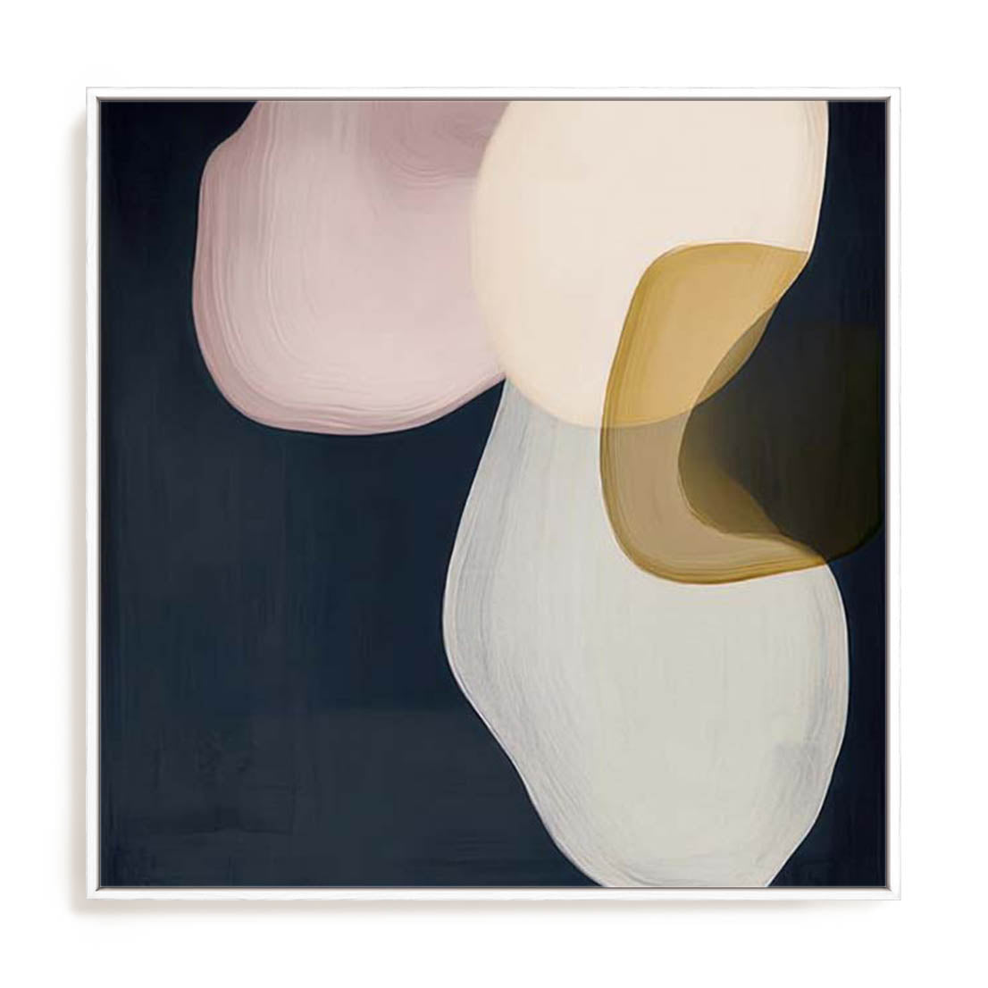 Wall Art Stretched Canvas In White  Frame - Veiled Visions Ii Abstract Art