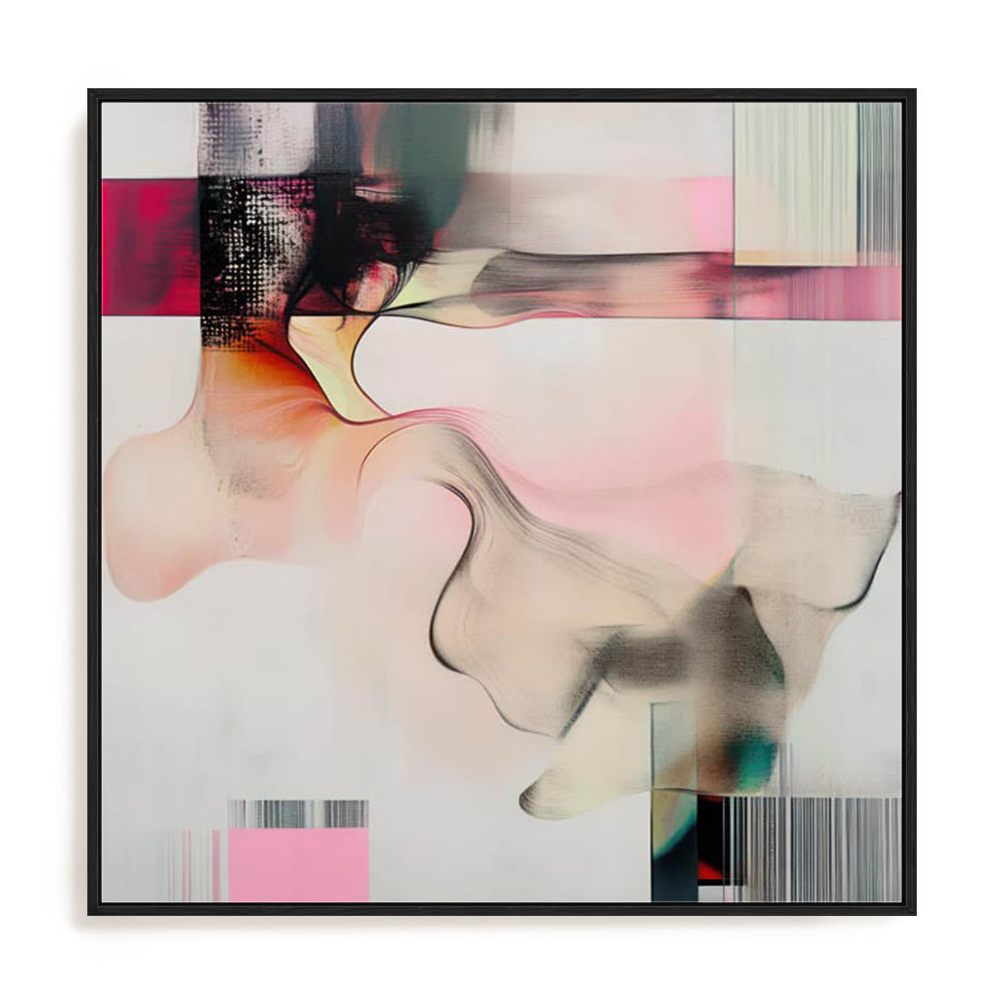 Wall Art Stretched Canvas In Black Frame - Essence Of Flow I Abstract Art
