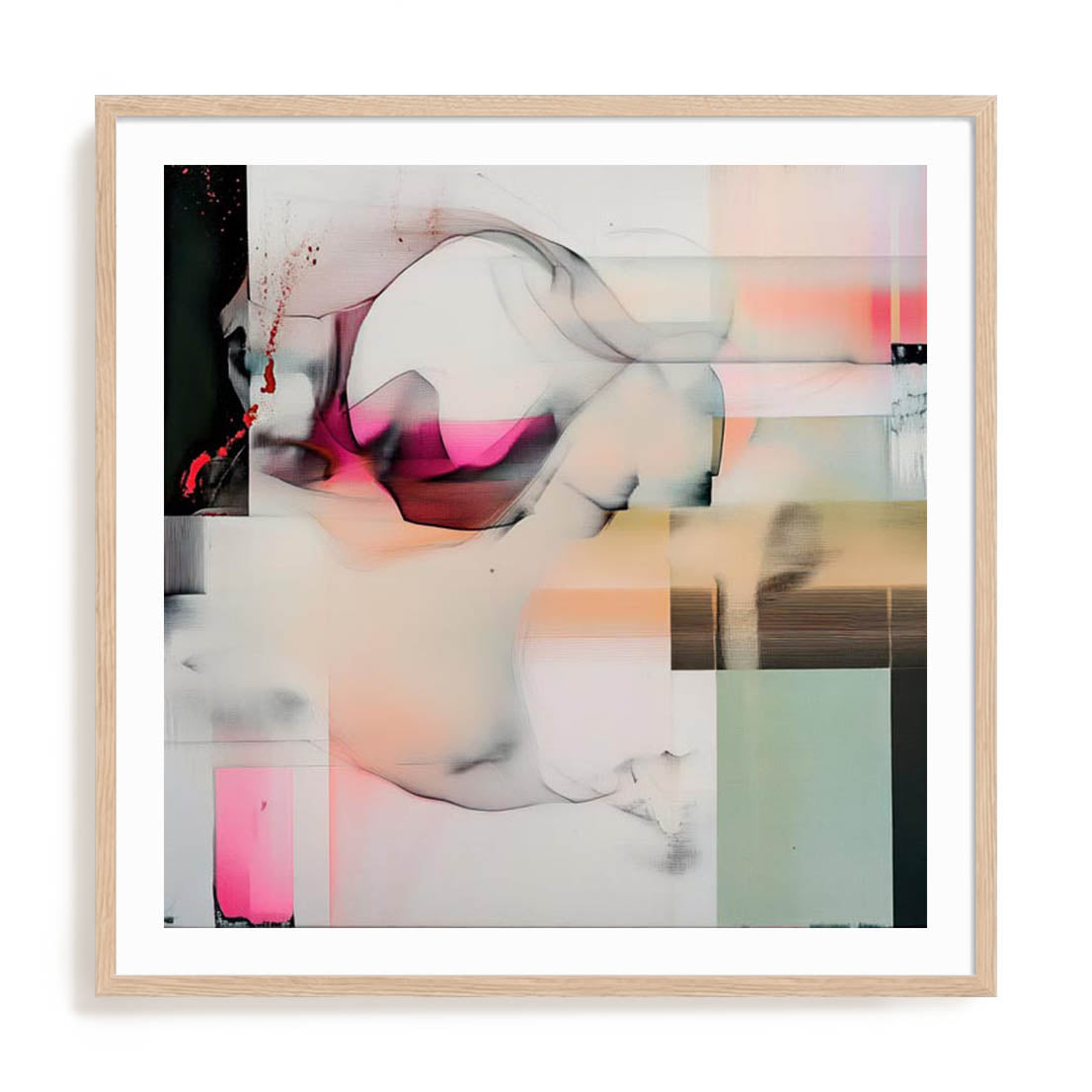 Wall Art Print Poster In Natural Oak Frame - Essence Of Flow Ii Coastal Art