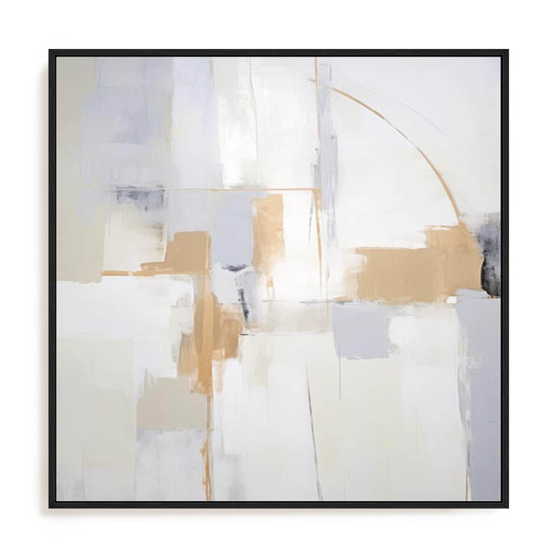 Wall Art Stretched Canvas In Black Frame - Yelllow Abstract Visionaries Ii Abstract Art