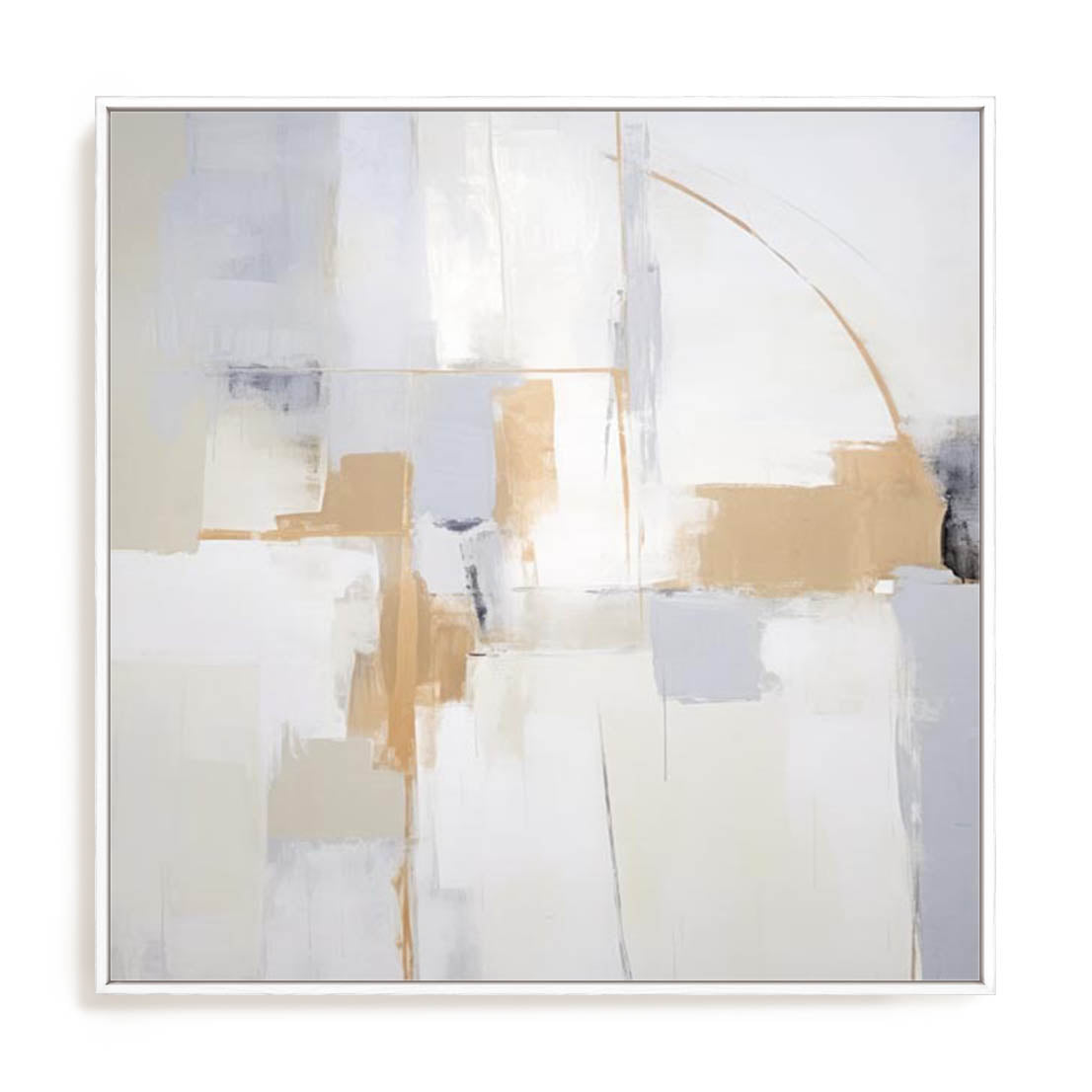 Wall Art Stretched Canvas In White  Frame - Yelllow Abstract Visionaries Ii Abstract Art