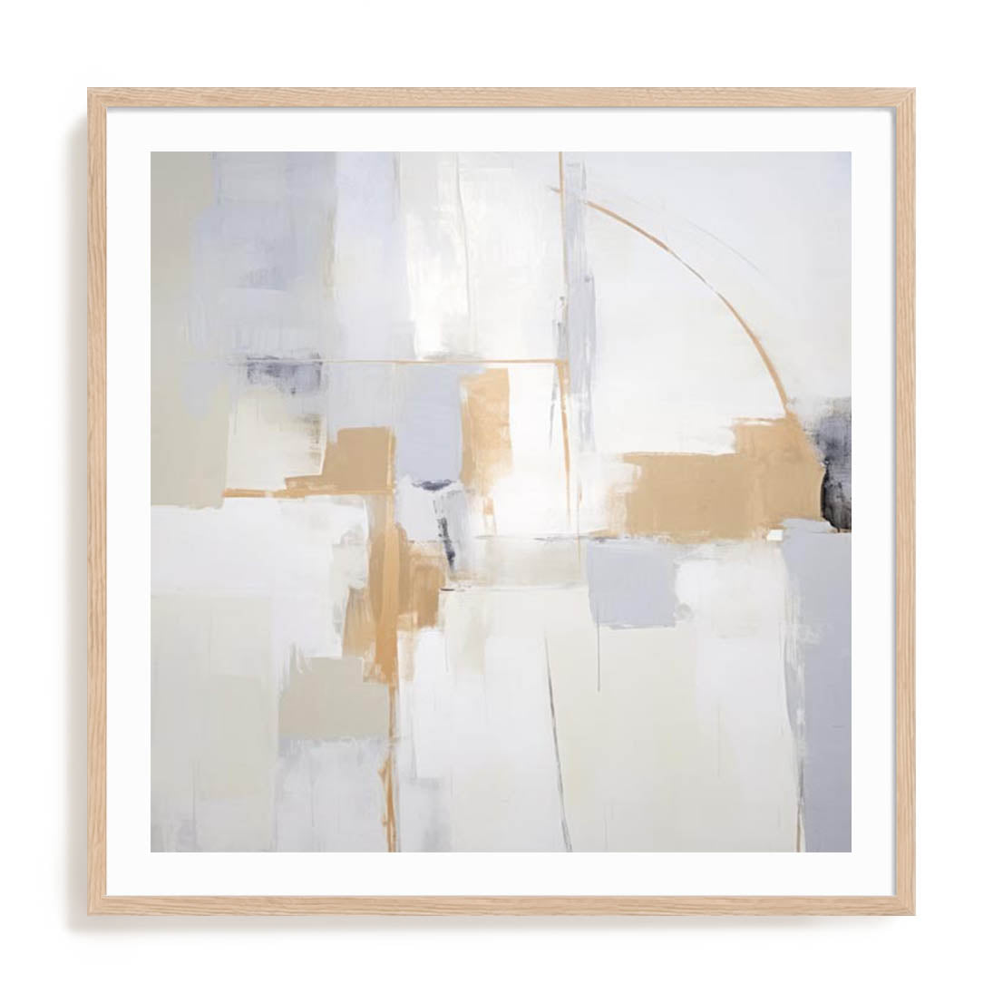 Wall Art Print Poster In Natural Oak Frame - Yelllow Abstract Visionaries Ii Abstract Art