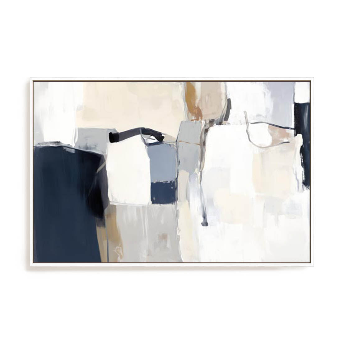 Wall Art Stretched Canvas In White  Frame - Neutral Tapestry I Abstract Art