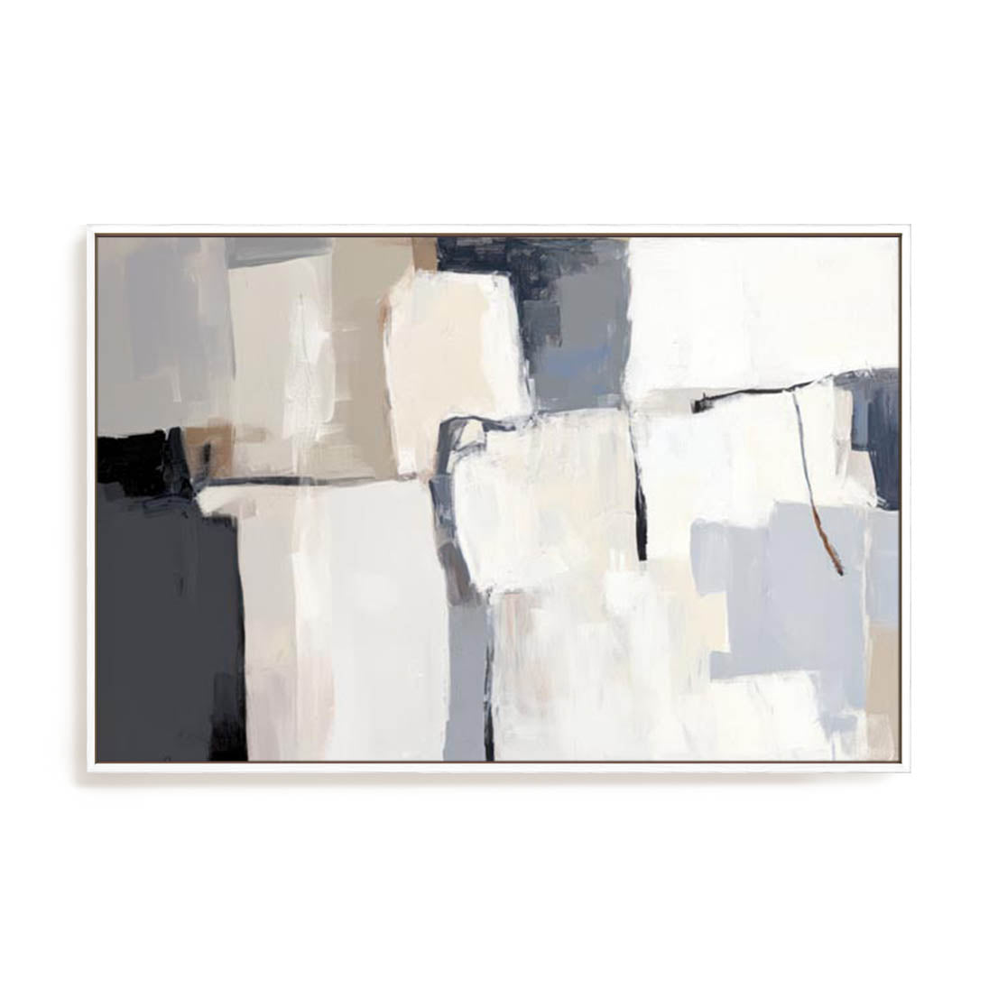Wall Art Stretched Canvas In White  Frame - Neutral Tapestry Ii Abstract Art