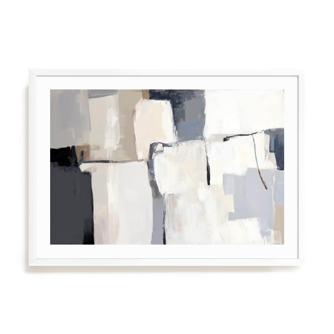 Wall Art Print Poster In White Frame - Neutral Tapestry Ii Abstract Art