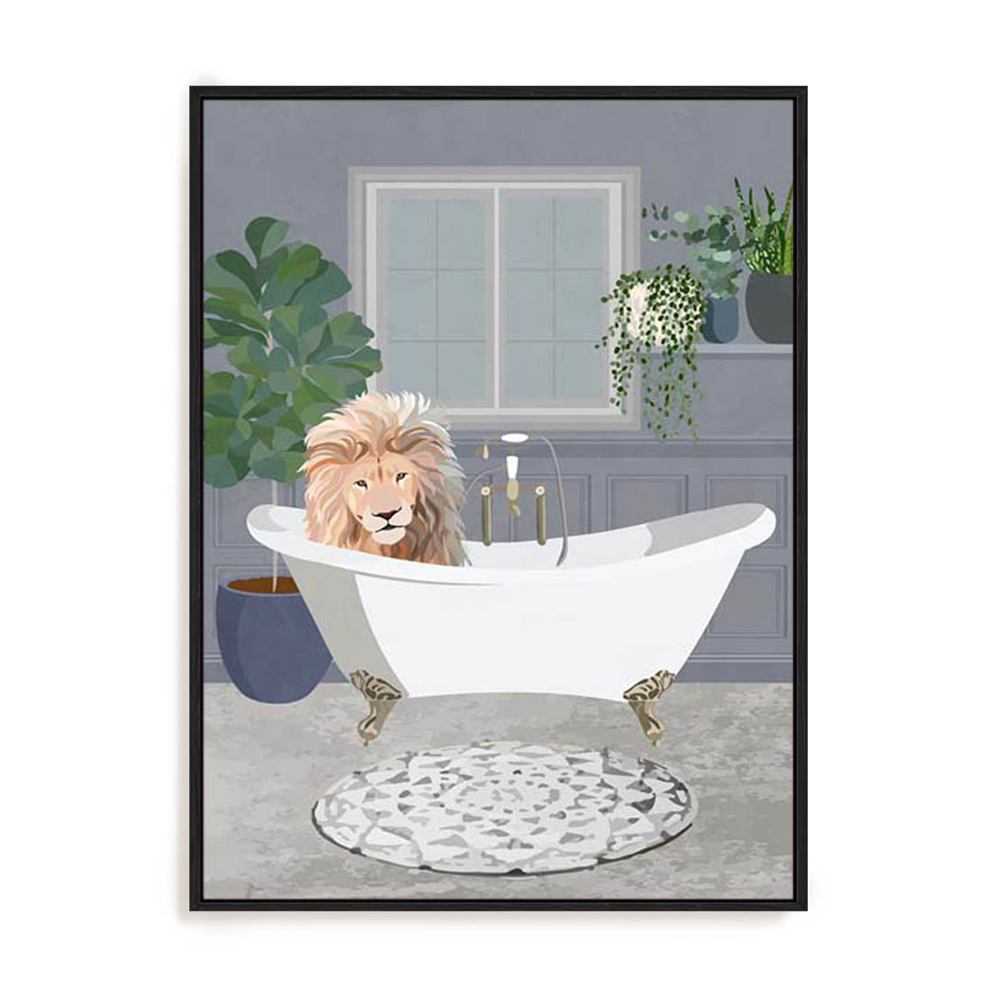 Manovski Lion Takes A Bath Wall Art