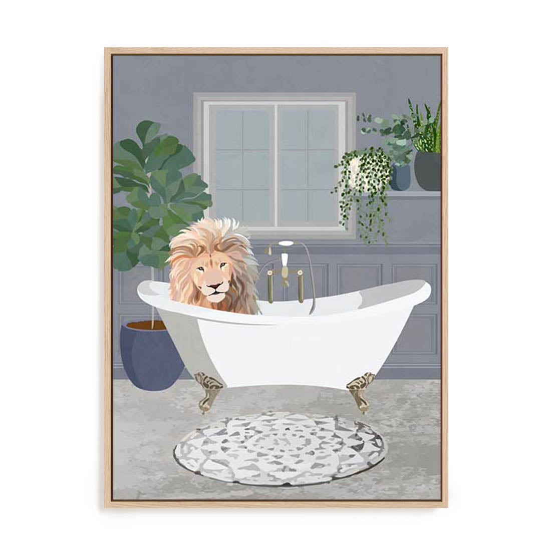 Manovski Lion Takes A Bath Wall Art