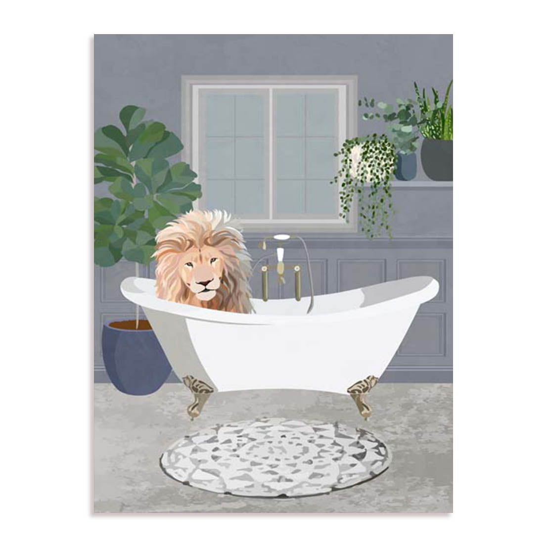 Manovski Lion Takes A Bath Wall Art