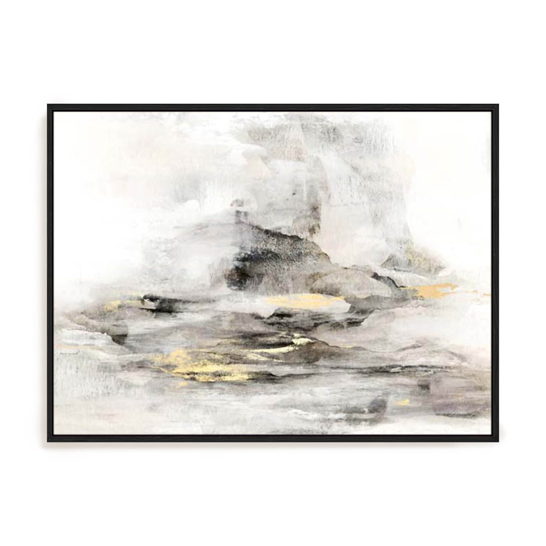 Wall Art Stretched Canvas In Black Frame - Bardot – Gold Mist Landscape Art