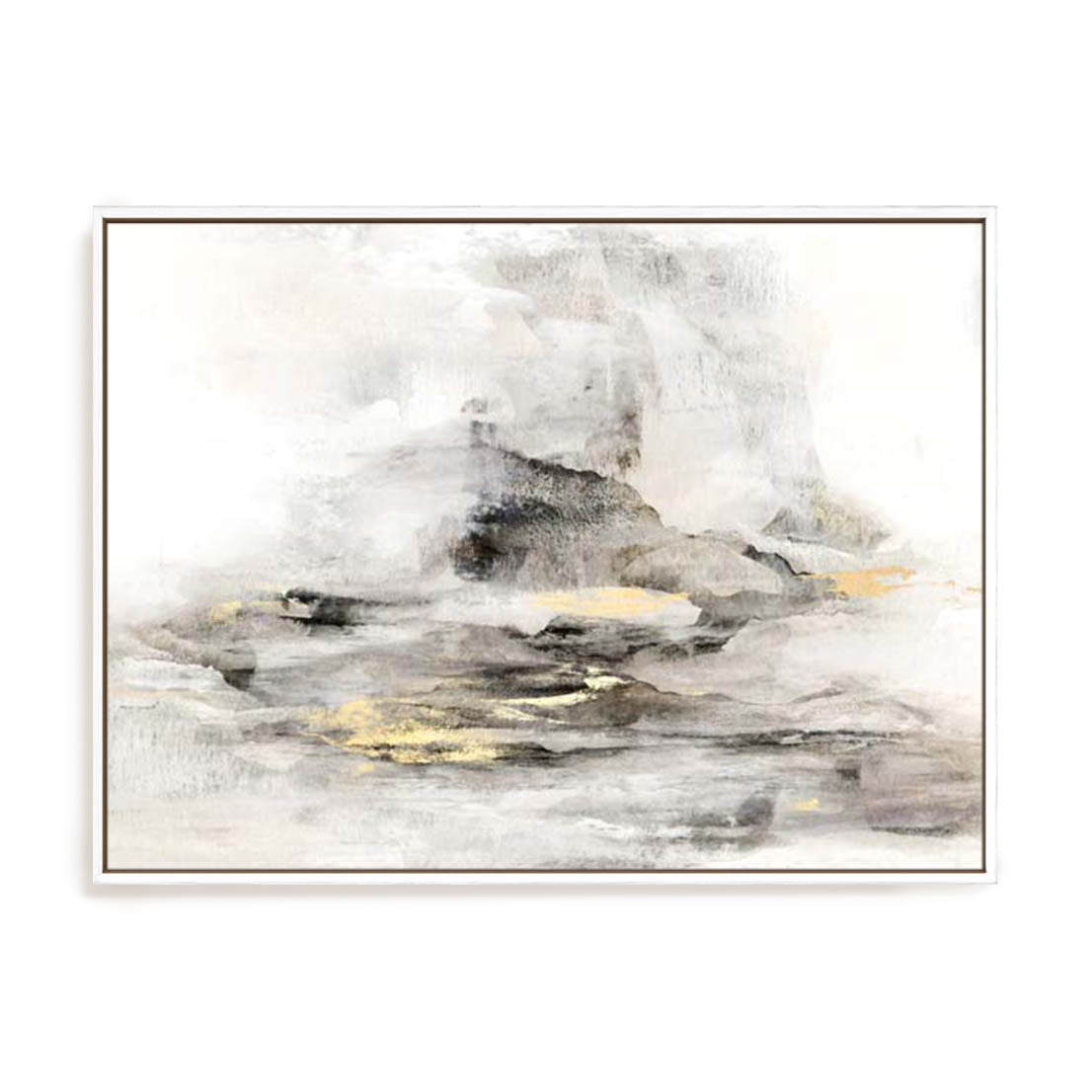 Wall Art Stretched Canvas In White  Frame - Bardot – Gold Mist Landscape Art