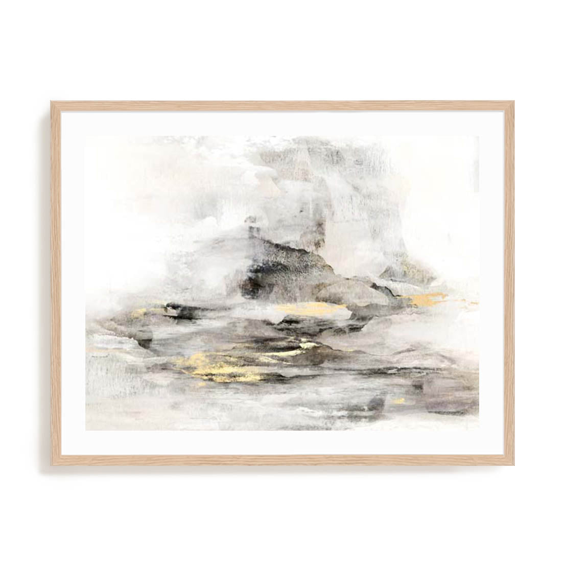 Wall Art Print Poster In Natural Oak Frame - Bardot – Gold Mist Landscape Art