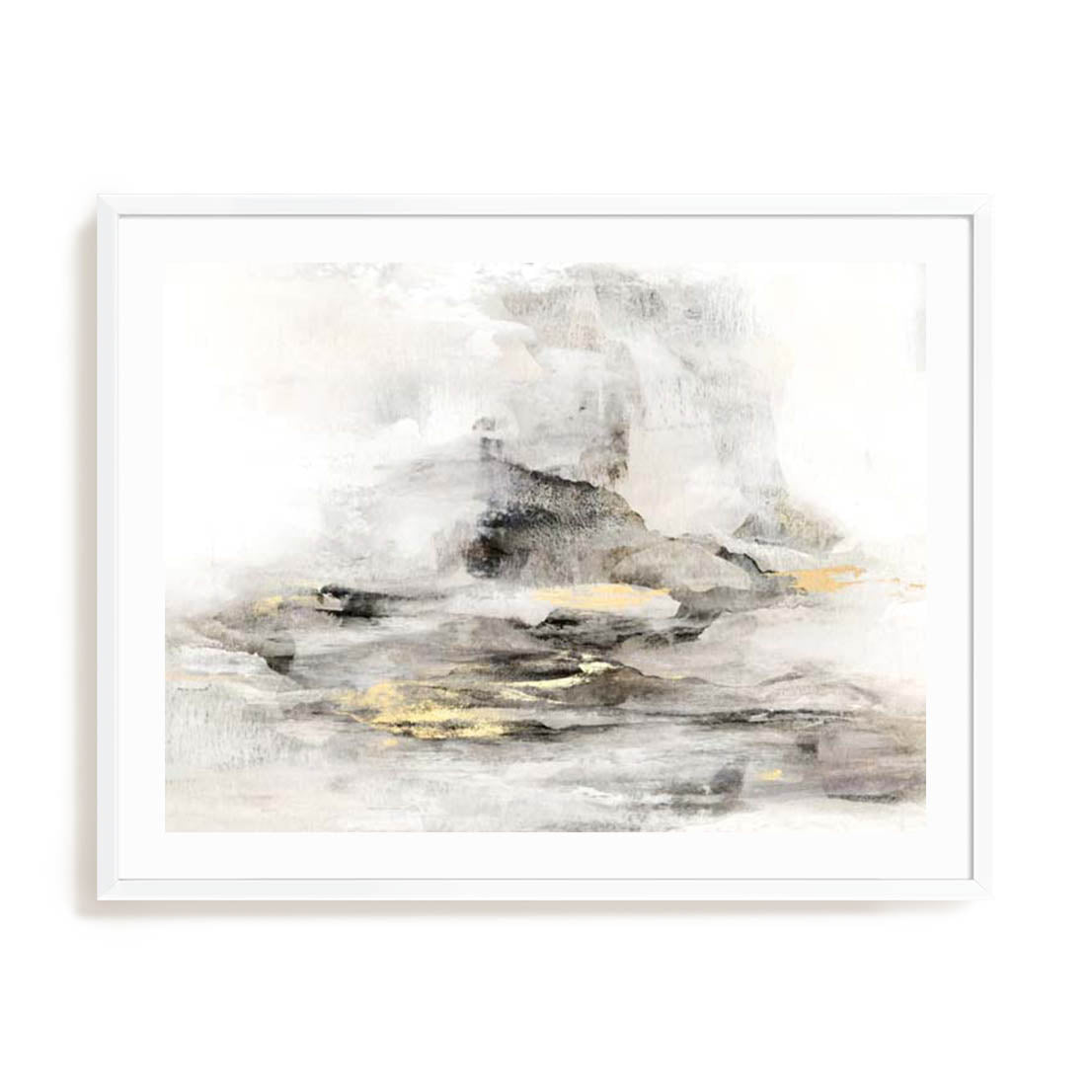 Wall Art Print Poster In White Frame - Bardot – Gold Mist Landscape Art