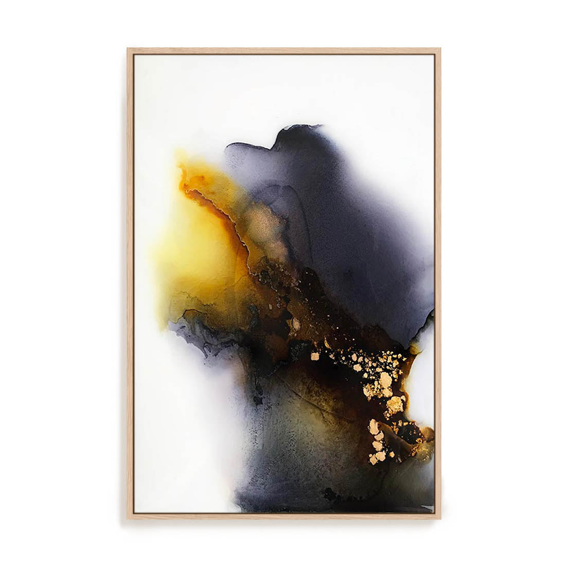 Wall Art Stretched Canvas In Natural Oak  Frame - Storms – Connection Abstract Art