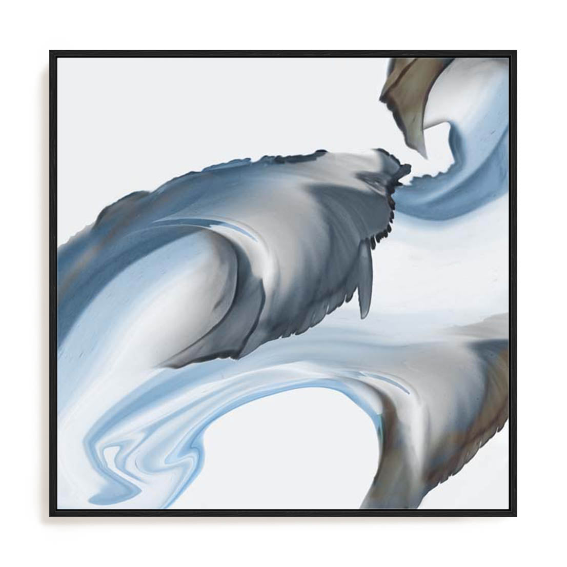 Wall Art Stretched Canvas In Black Frame - Liquid Blue Motion I Abstract Art