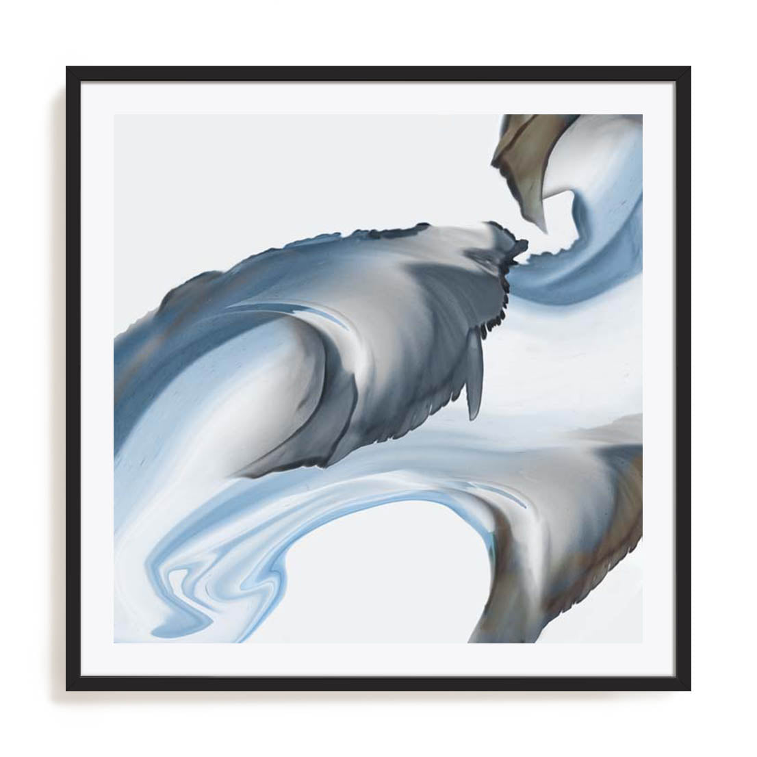 Wall Art Print Poster In Black Frame - Liquid Blue Motion I Abstract Art