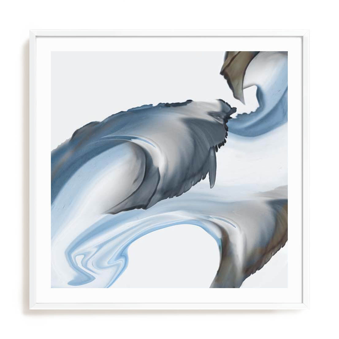 Wall Art Print Poster In White Frame - Liquid Blue Motion I Abstract Art