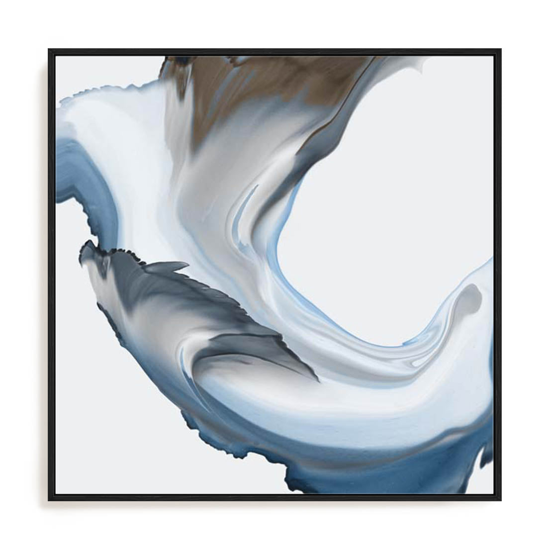 Wall Art Stretched Canvas In Black Frame - Liquid Blue Motion Ii Abstract Art