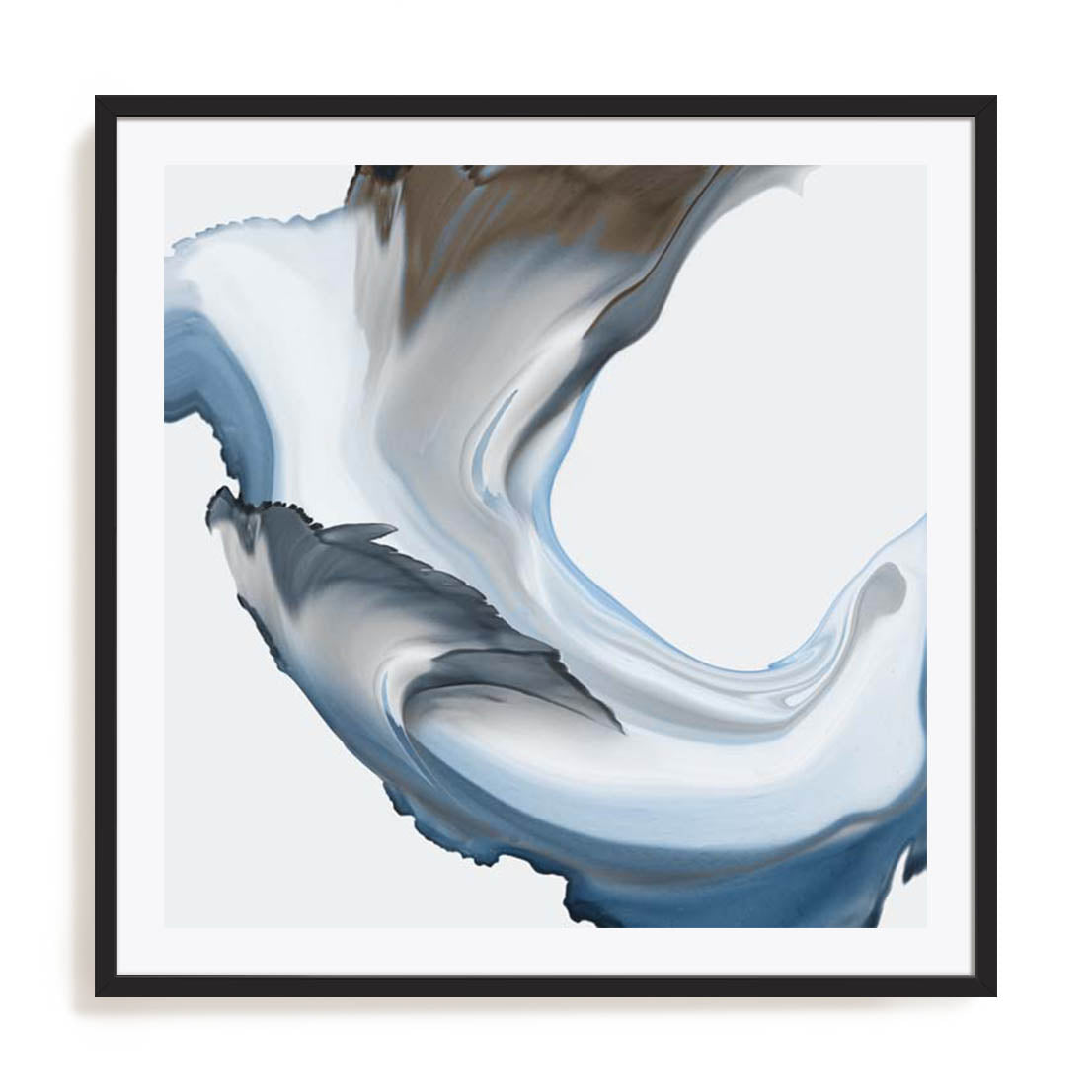 Wall Art Print Poster In Black Frame - Liquid Blue Motion Ii Abstract Art