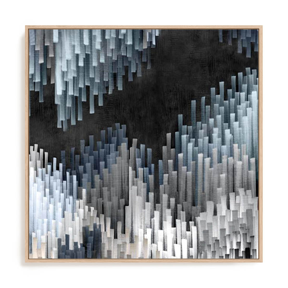Wall Art Stretched Canvas In Natural Oak  Frame - Giant Causeway Abstract Art