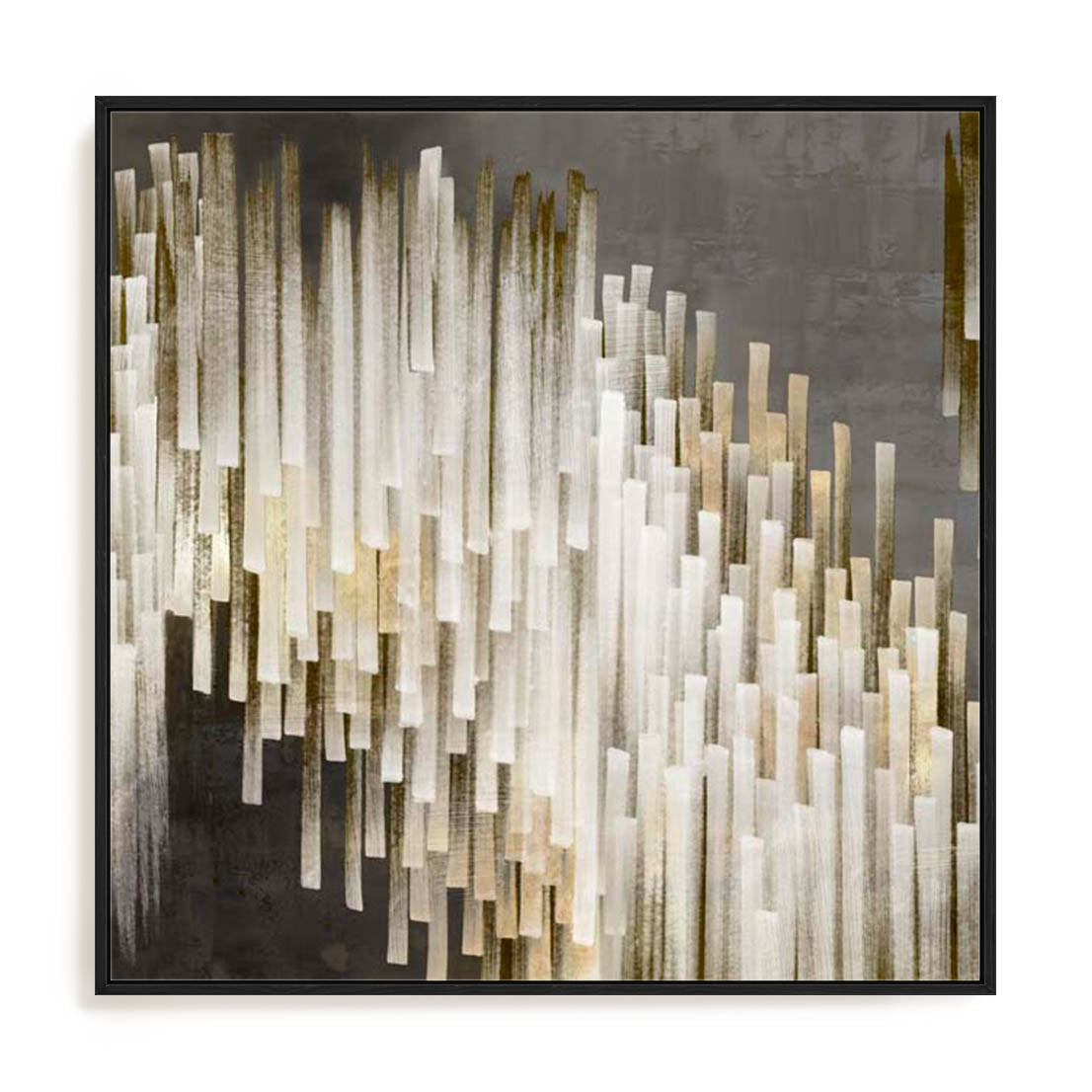 Wall Art Stretched Canvas In Black Frame - Icicles I Abstract Art