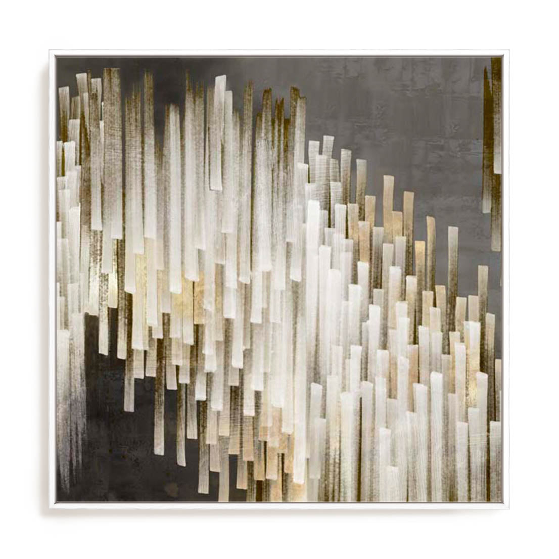 Wall Art Stretched Canvas In White  Frame - Icicles I Abstract Art