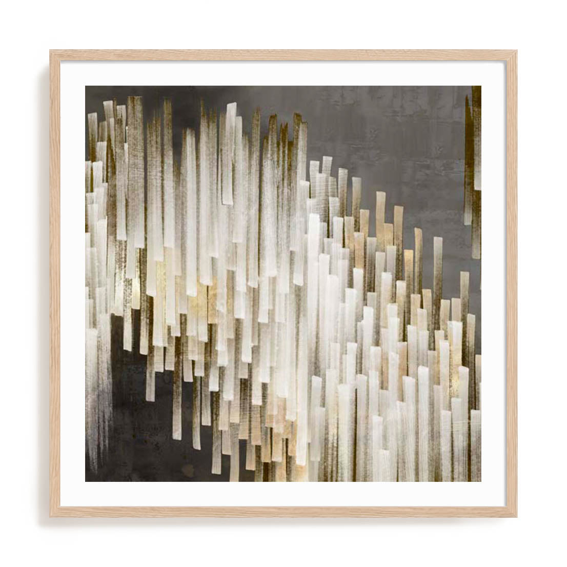 Wall Art Print Poster In Natural Oak Frame - Icicles I Abstract Art